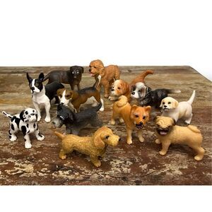 12 Pc Realist Mini Dog Puppy Figurines Educational Toy Set PVC Figures